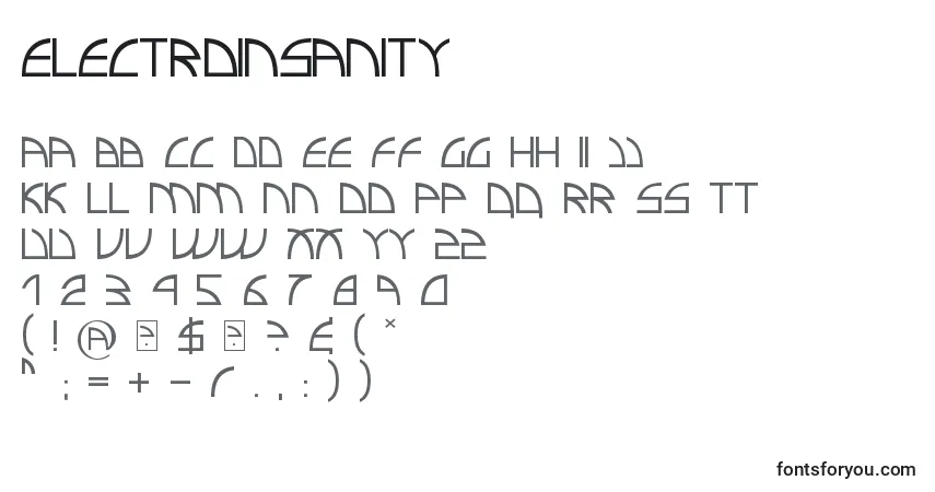 Schriftart ElectroInsanity – Alphabet, Zahlen, spezielle Symbole