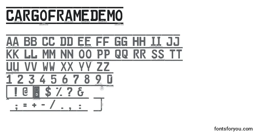 A fonte Cargoframedemo (80007) – alfabeto, números, caracteres especiais