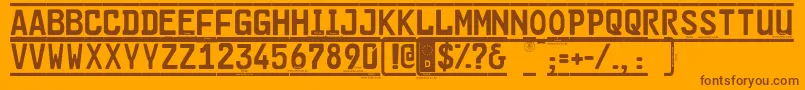 Cargoframedemo-Schriftart – Braune Schriften auf orangefarbenem Hintergrund