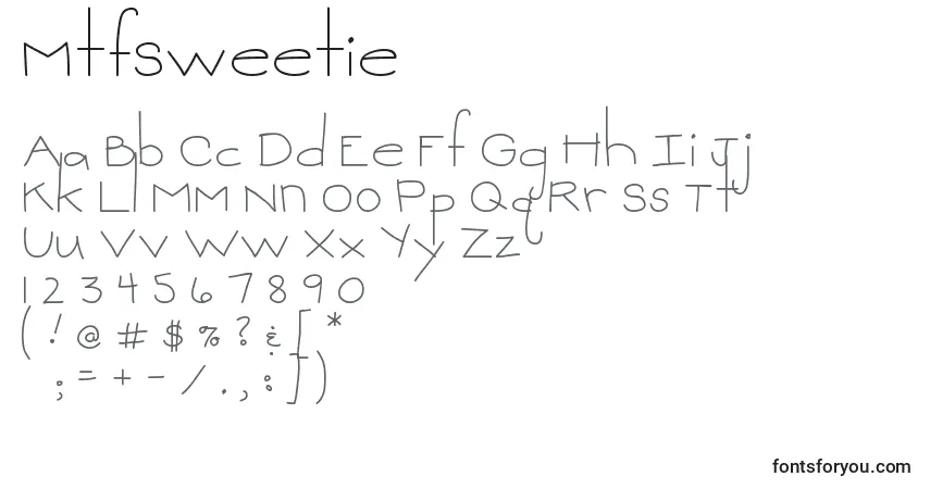 Czcionka MtfSweetie – alfabet, cyfry, specjalne znaki