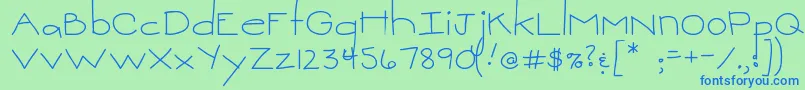 MtfSweetie Font – Blue Fonts on Green Background