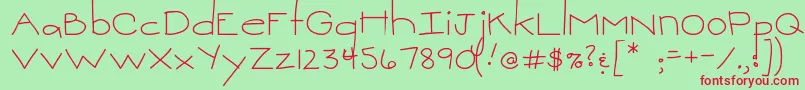 フォントMtfSweetie – 赤い文字の緑の背景