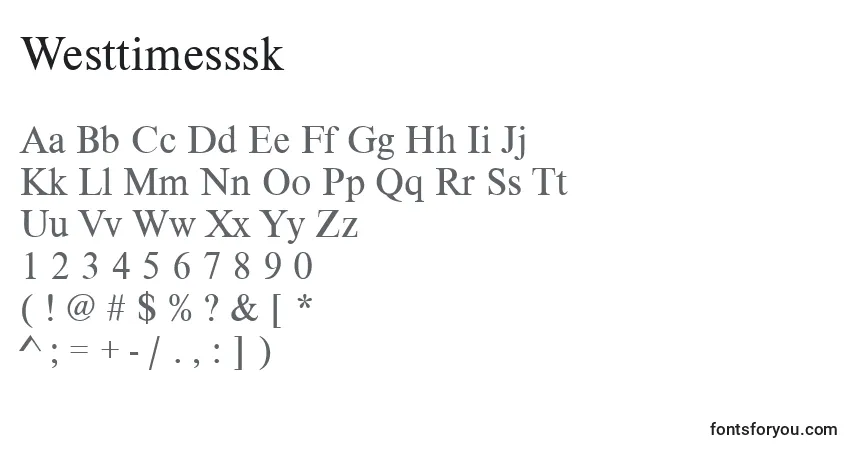 A fonte Westtimesssk – alfabeto, números, caracteres especiais