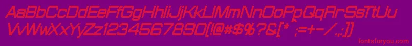 Fonte ProbertCondensedBoldItalic – fontes vermelhas em um fundo violeta