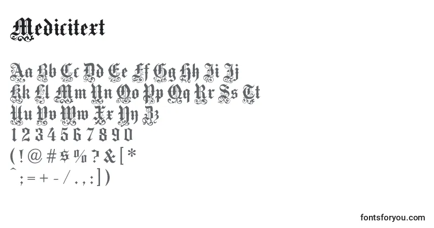 Schriftart Medicitext (80012) – Alphabet, Zahlen, spezielle Symbole
