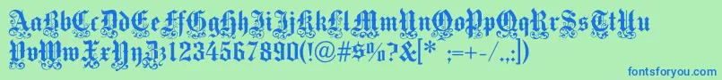 フォントMedicitext – 青い文字は緑の背景です。