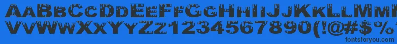 YurineOverflow Font – Black Fonts on Blue Background