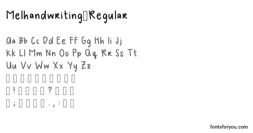 Schriftart Melhandwriting2Regular – Alphabet, Zahlen, spezielle Symbole