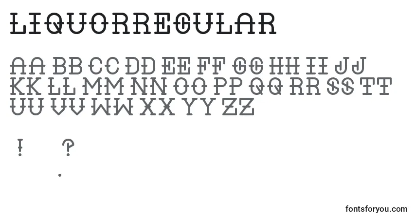 Шрифт LiquorRegular – алфавит, цифры, специальные символы