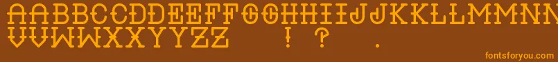 LiquorRegular-Schriftart – Orangefarbene Schriften auf braunem Hintergrund