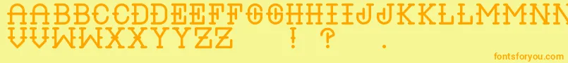 LiquorRegular-Schriftart – Orangefarbene Schriften auf gelbem Hintergrund