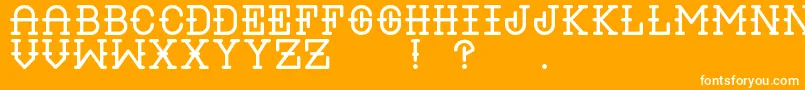 Weitere Informationen zur LiquorRegular-Schriftart LiquorRegular-Schriftart – Weiße Schriften auf orangefarbenem Hintergrund