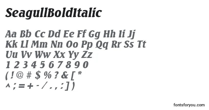 Schriftart SeagullBoldItalic – Alphabet, Zahlen, spezielle Symbole