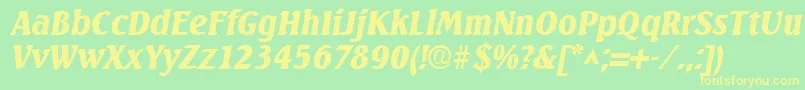 SeagullBoldItalic-Schriftart – Gelbe Schriften auf grünem Hintergrund