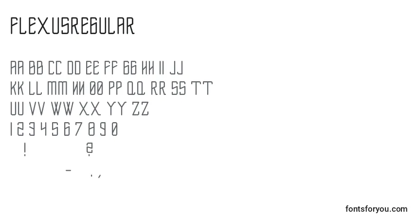 Fuente FlexusRegular - alfabeto, números, caracteres especiales