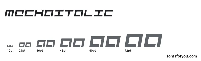Размеры шрифта MechaItalic