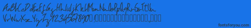 Pwoblique-Schriftart – Schwarze Schriften auf blauem Hintergrund