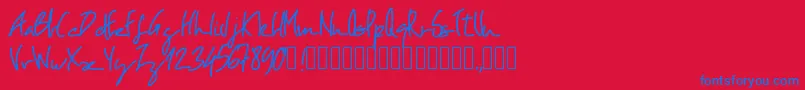 Pwoblique-Schriftart – Blaue Schriften auf rotem Hintergrund