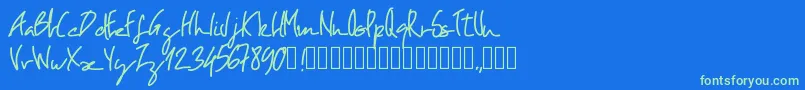 Pwoblique Font – Green Fonts on Blue Background