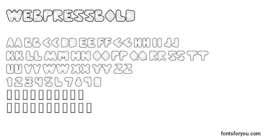 Schriftart Webpressbold – Alphabet, Zahlen, spezielle Symbole
