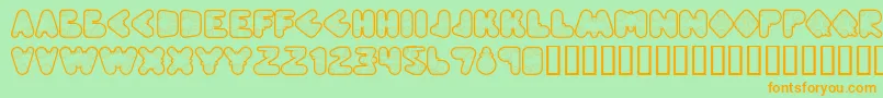 フォントWebpressbold – オレンジの文字が緑の背景にあります。