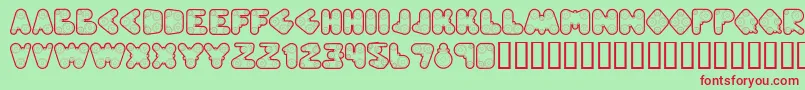 Fonte Webpressbold – fontes vermelhas em um fundo verde