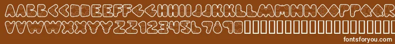 Webpressbold-Schriftart – Weiße Schriften auf braunem Hintergrund