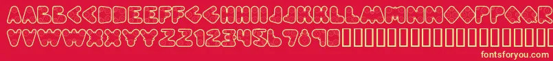 Webpressbold-fontti – keltaiset fontit punaisella taustalla