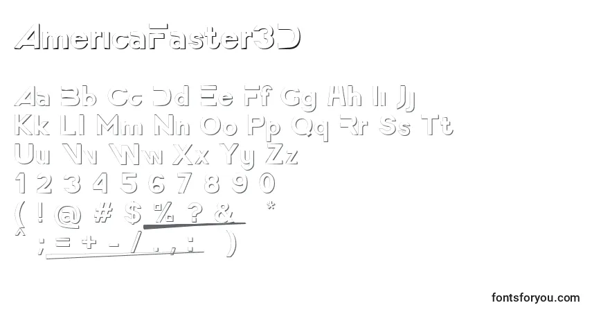 Шрифт AmericaFaster3D – алфавит, цифры, специальные символы
