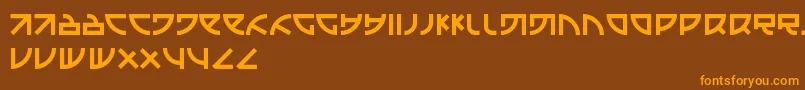 フォントEmison – オレンジ色の文字が茶色の背景にあります。