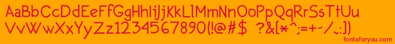 Secondo-Schriftart – Rote Schriften auf orangefarbenem Hintergrund