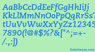 CaecilialtstdBolditalic font – Blue Fonts On Green Background