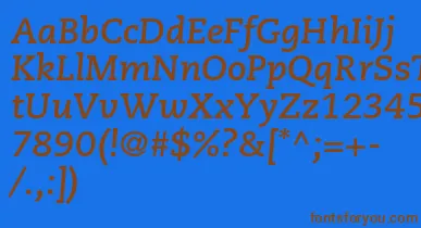 CaecilialtstdBolditalic font – Brown Fonts On Blue Background