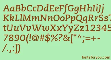 CaecilialtstdBolditalic font – Brown Fonts On Green Background