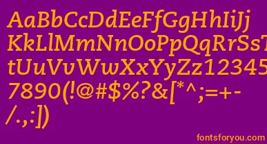 CaecilialtstdBolditalic font – Orange Fonts On Purple Background