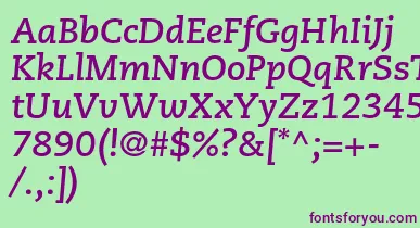 CaecilialtstdBolditalic font – Purple Fonts On Green Background