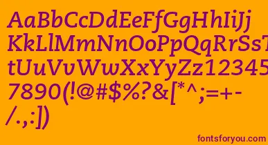 CaecilialtstdBolditalic font – Purple Fonts On Orange Background