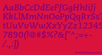 CaecilialtstdBolditalic font – Purple Fonts On Red Background