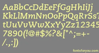 CaecilialtstdBolditalic font – Yellow Fonts On Gray Background
