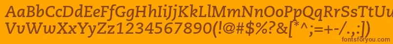 CaecilialtstdBolditalic-Schriftart – Braune Schriften auf orangefarbenem Hintergrund