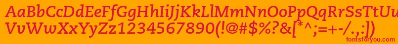 CaecilialtstdBolditalic-Schriftart – Rote Schriften auf orangefarbenem Hintergrund