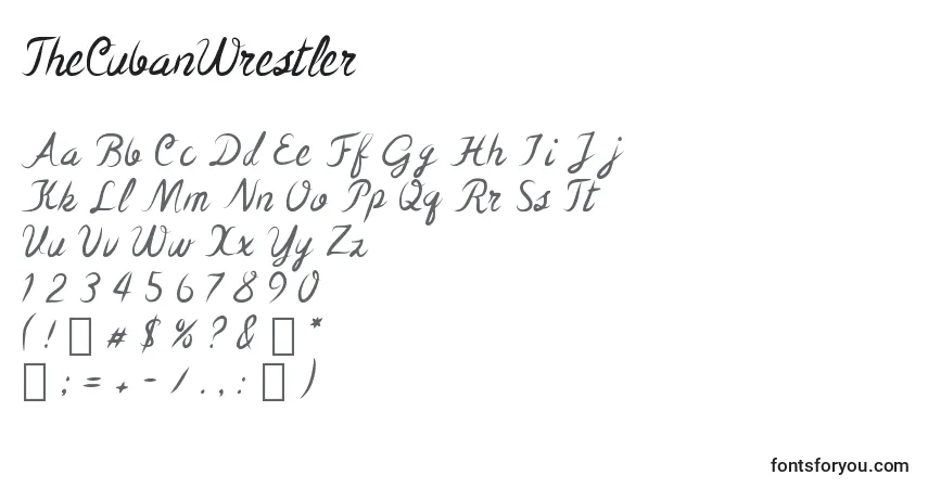 Czcionka TheCubanWrestler – alfabet, cyfry, specjalne znaki