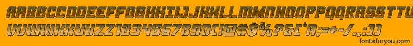 Thundertrooperchromeital-Schriftart – Schwarze Schriften auf orangefarbenem Hintergrund