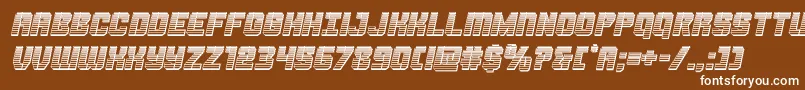 Thundertrooperchromeital-Schriftart – Weiße Schriften auf braunem Hintergrund