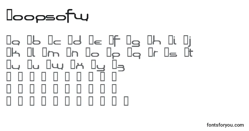 Czcionka Loopsofw – alfabet, cyfry, specjalne znaki