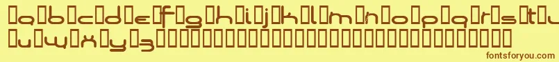 Loopsofw-Schriftart – Braune Schriften auf gelbem Hintergrund