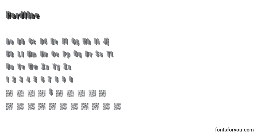 Czcionka Hardline – alfabet, cyfry, specjalne znaki