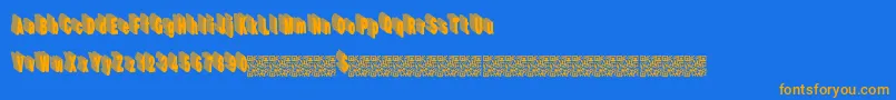 フォントHardline – オレンジ色の文字が青い背景にあります。