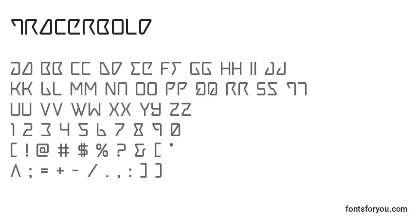 Schriftart Tracerbold – Alphabet, Zahlen, spezielle Symbole