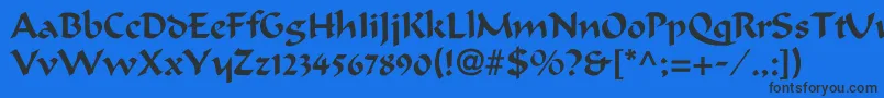 Czcionka Calligrapherc – czarne czcionki na niebieskim tle